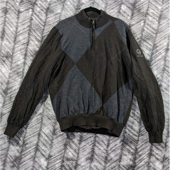 Fairway & Greene Other - Fairway & Greene Sweater Men Large Italian Merino Wool Argyle Golf 1/4 Zip Lined